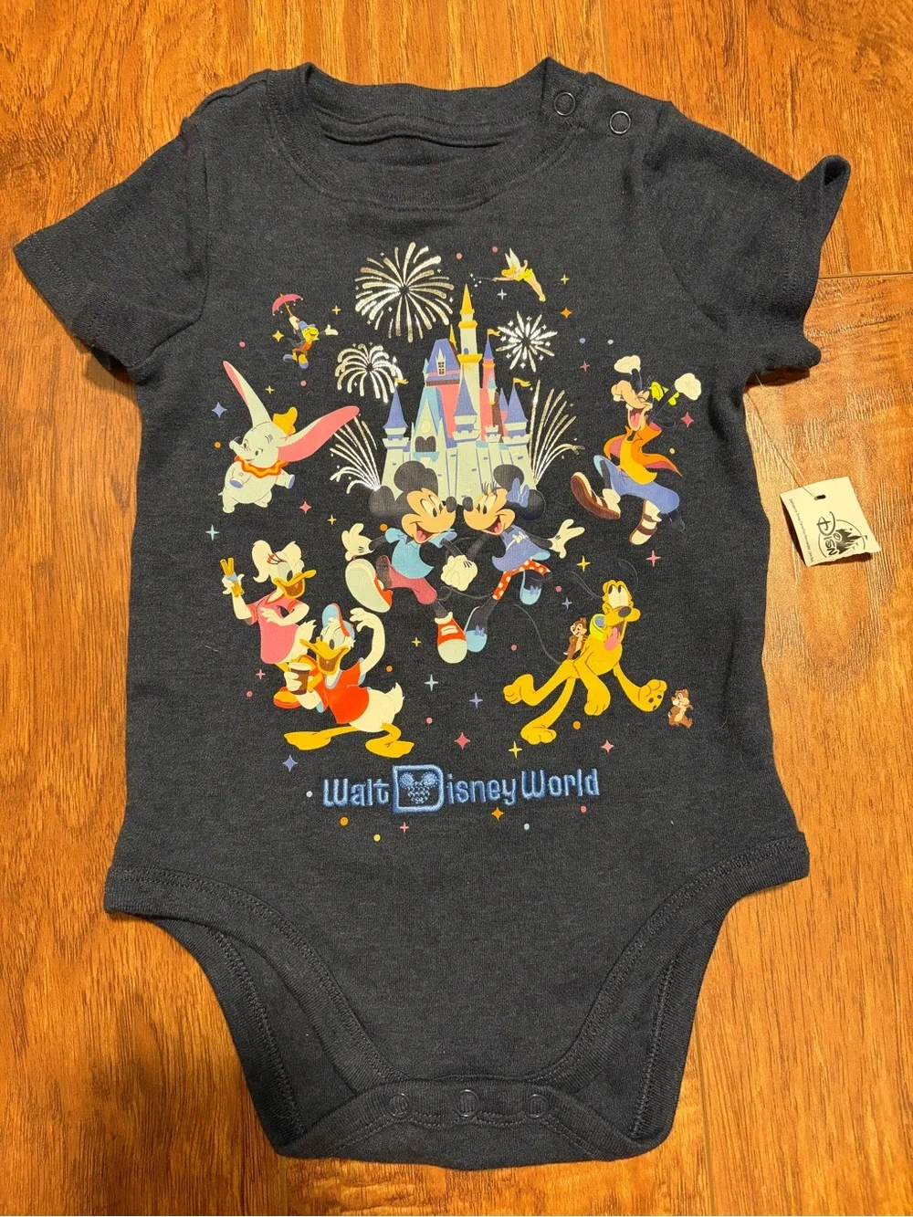 Disney Baby | Walt Disney World Print Dark Blue-Grey onesie - SIZE 18-24 months